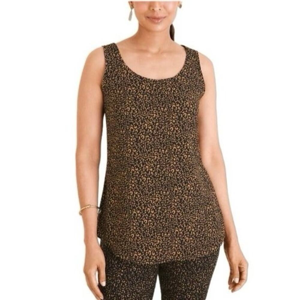 Chico’s Women’s Leopard Animal Print Scoop Neck Tank Top Size 0, 4/6 NWT